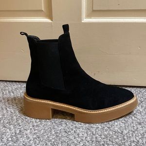Freda Salvador Celia chelsea boot, black suede, size 10.5, new with box